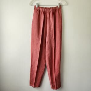 Flax by Angelheart Ankle Pants Women S Mauve Linen Tapered Beach Coastal Grandma
